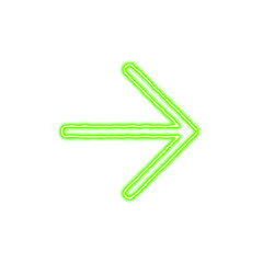 Obraz premium Icon arrow right from the flow of energy of green color. Shimmering neon