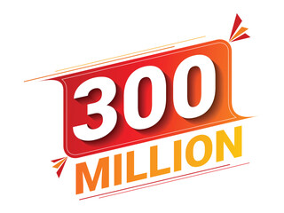 Vector 300 Million isolated on background. Vector illustration.