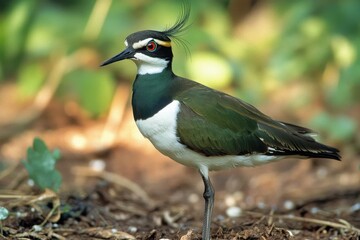 Obraz premium Northern Lapwing displaying vibrant plumage in natural habitat during daylight, Northern Lapwing Vanellus vanellus in the wild