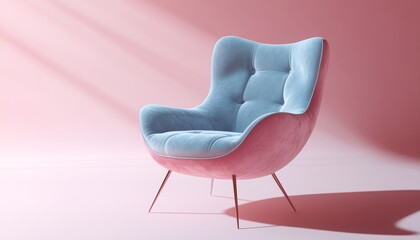 Bright Yellow Accent Chair Positioned Against a Soft Pink Backdrop Showcasing Modern Minimalist Design Principles