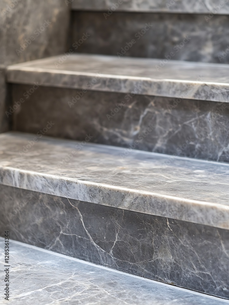 Poster Elegant Marble Staircase Featuring Polished Stone Steps with Luxurious Finish in Modern Design : Generative AI