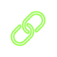 Obraz premium Icon link from the flow of energy of green color. Shimmering neon