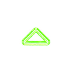 Icon caret up from the flow of energy of green color. Shimmering neon