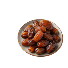 Obraz premium Plate filled with delicious dates against white background