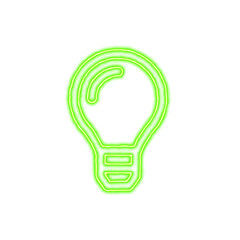 Icon lightbulb from the flow of energy of green color. Shimmering neon