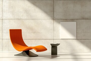 Modern Minimalist Loft Interior with Lounge Chair in Corner