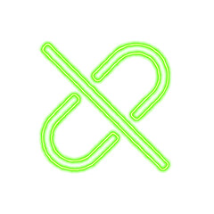 Obraz premium Icon unlink from the flow of energy of green color. Shimmering neon