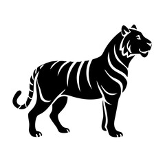 Obraz premium Majestic tiger silhouette icon in a sleek monochrome style.