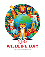 World Wildlife Day social media Instagram post template for wildlife and environment protection