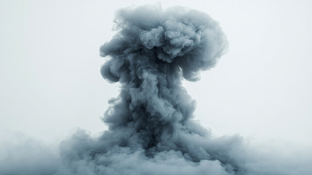 A powerful burst of dramatic gray smoke signifies chaos, change, or transformation, symbolizing a sudden shift or forceful impact in modern settings, evoking a sense of urgency or disruption