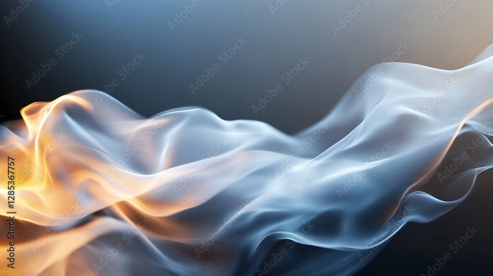 Poster Abstract Smoke Waves in Soft Gradient Light Background : Generative AI