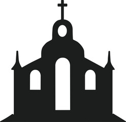Mission Style Church Silhouette Vector – Religious Architecture Illustration