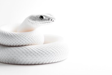 Fototapeta premium monochrome vector depiction of coiled snake with precise scales and dynamic curves