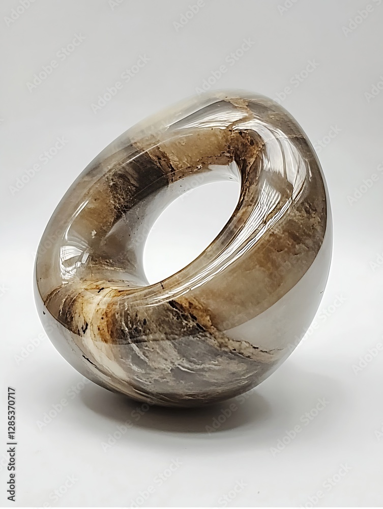 Poster Unique and artistic round crystal sculpture with a smooth finish and natural patterns : Generative AI