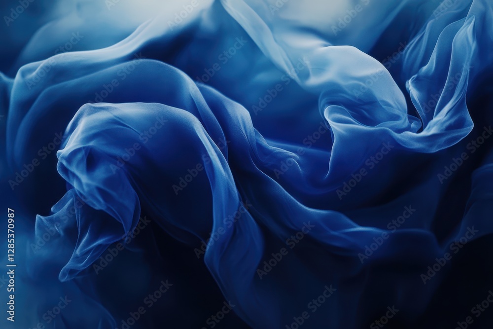 Poster Dynamic dark blue gradient with smooth flowing textures in an abstract composition, Dark Blue motion gradient background with smooth and soft movement