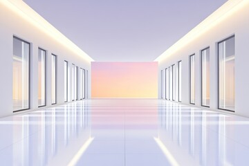 Sleek White Interior Panorama in 3D Render