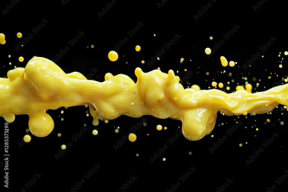 Aufkleber yellow spots create dynamic movement on a contrasting black background in an abstract display of col