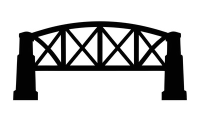 Minimalist black silhouette illustration of a bridge