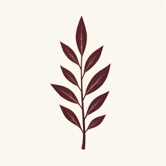 Fototapeta premium Maroon leaves on twig, creamy background