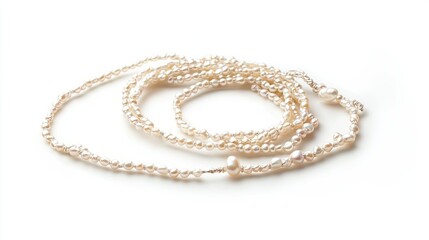 string with pearls on a white background