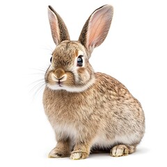 Obraz premium Adorable Brown Bunny Rabbit Sitting Isolated on White Background Cute Pet Animal