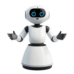 Isolated White Service Robot with Extended Hands