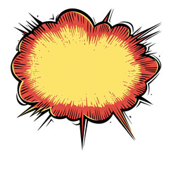 Isolated Comic Book Style Explosion Cloud, Yellow and Red