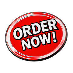 Isolated Glossy Red Button with 'Order Now!' in Bold Letters