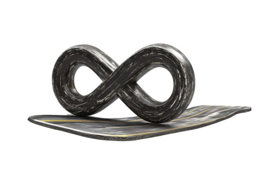 Isolated Abstract Infinity Symbol on Asphalt Road Texture