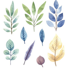 A collection of beautifully illustrated leaves in various shapes and colors, perfect for nature-inspired designs and artwork.