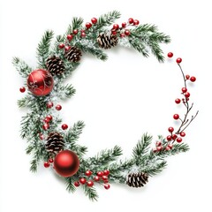 Christmas Wreath, Holiday Decoration, White Background