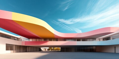 Colorful Modern School Building Under Sunny Sky
