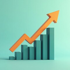 Teal Bar Graph with Orange Arrow Upward Progression