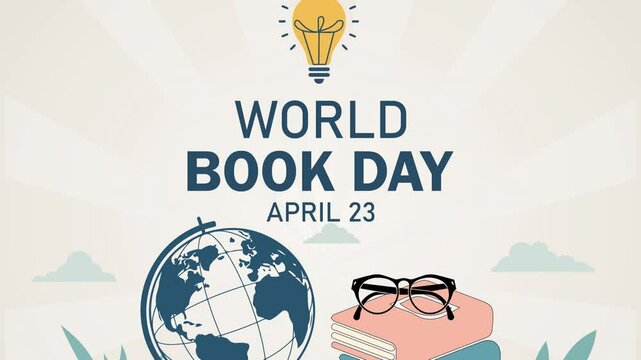 World Book Day, April 23. Banner, card, poster, postcard, placard, background design.	