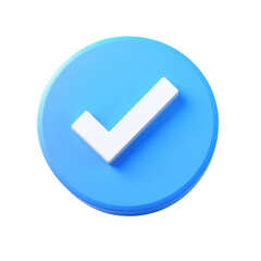 Isolated 3D Render of a Light Blue Verified Check Mark Icon