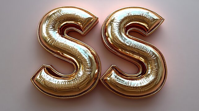 A set of 3D capital letter S in gold, ideal for typography and branding