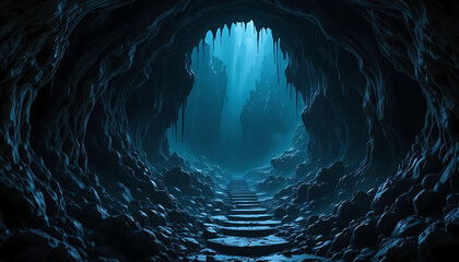 Step into enigmatic abyss of a deep cavern, where darkness shrouds every corner, mysterious shapes dance in shadows, and an irresistible allure beckons you to uncover secrets of these uncharted realms