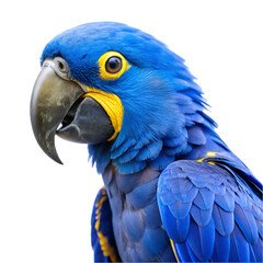 Blue and yellow hyacinth macaw parrot isolated on transparent background