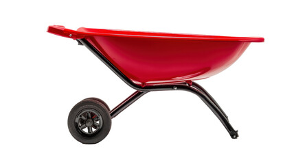 Isolated Modern Red Wheelbarrow: A Sleek and Functional Garden Tool