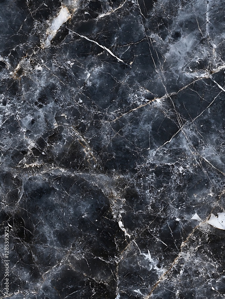 Aufkleber Close Up of Dark Marble Surface with Unique Patterns and Texture for Modern Interior Design : Generative AI