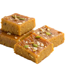 Delicious sweet item burfi on white background