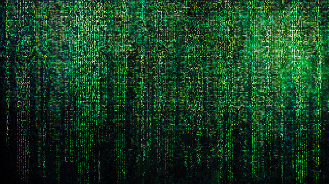 Techno screen. Green abstract background with lots of green dots. The programmer's code. Futuristic matrix loading concept - Powered by Adobe