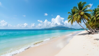 Idyllic Tropical Beach with Palm Trees and Turquoise Waters