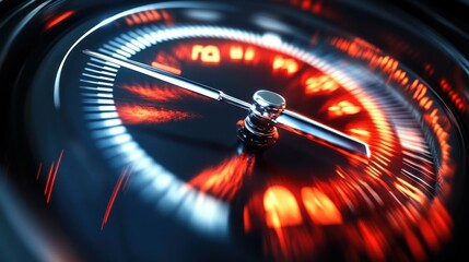 High-Speed Motion Blurred  Speedometer Close Up: A Dynamic Display of Velocity and Power