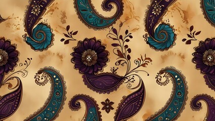 Swirling Indian Paisley and Mehndi Wallpaper with an Artistic Pattern