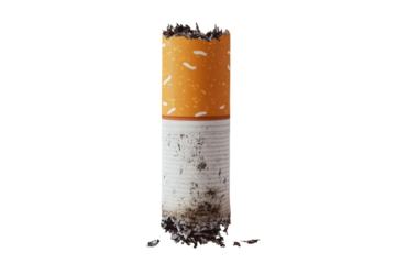 Isolated Cigarette Butt, Partially Smoked with Ash
