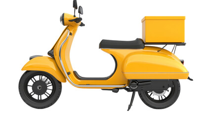 Isolated Sleek Yellow Delivery Scooter with Black Accents