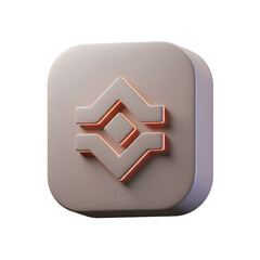 Futuristic 3D icon of a cryptocurrency symbol, on transparent background, glowing effects, png