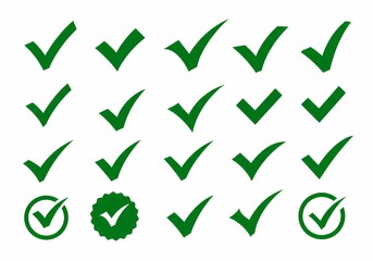 Collection of Green Check Marks:  Approval, Confirmation,  Success Symbols