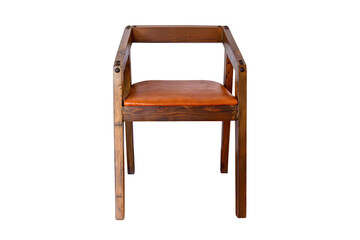 Vintage wooden arm chair with leather cushion